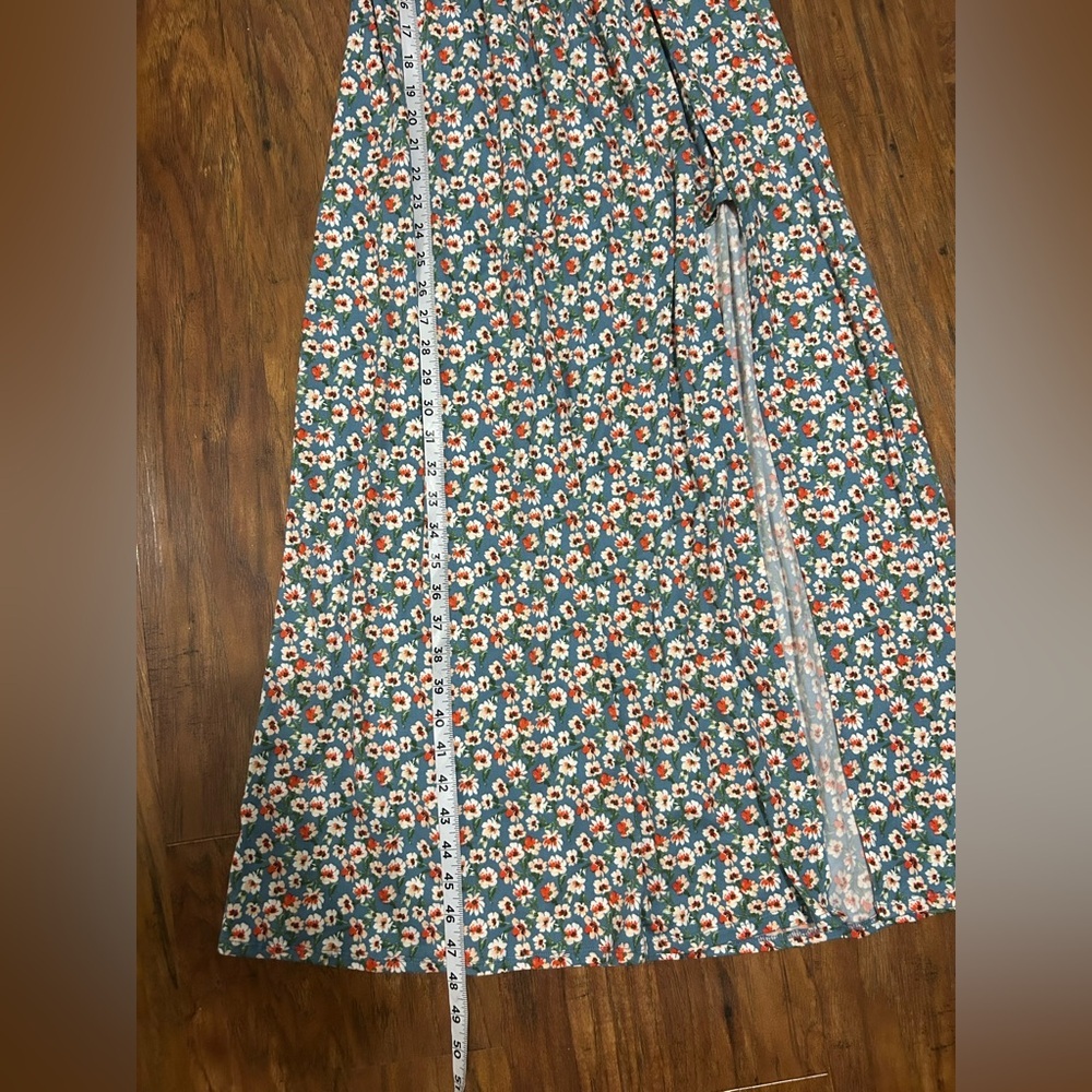 Off The Shoulder Floral Maxi Dress Side Slit Multicolored Cottage-core Coastal - Picture 10 of 10